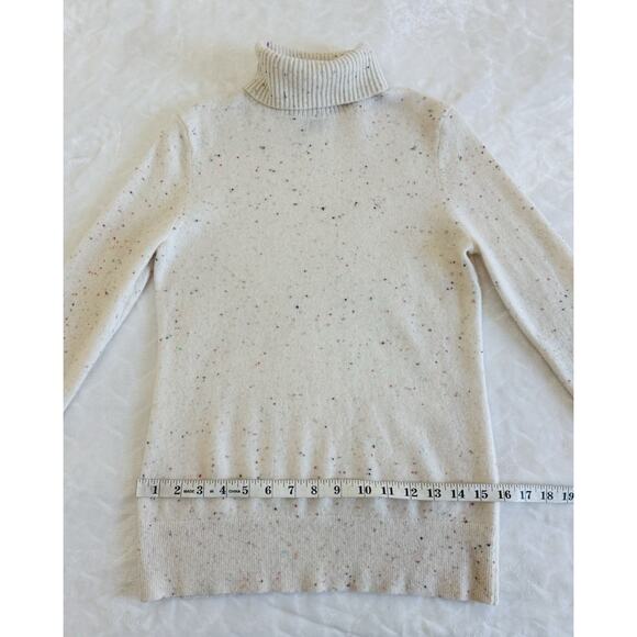 Lands’ End Women Size Xs Cashmere Turtleneck Sweater Fresh Ivory Rainbow Donegal - Picture 13 of 14